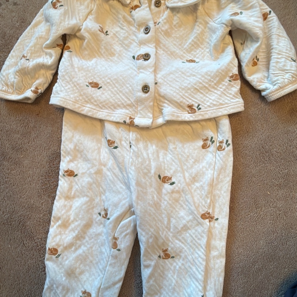 Cat & Jack Cream Pajama Set with Floral Accents